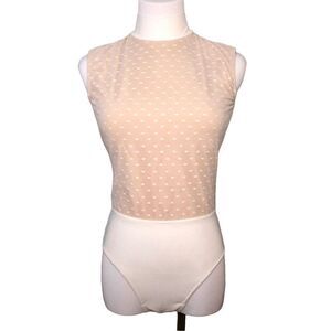 Balera Dance Performance White Point D'Esprit Bodice Leotard MT10549 Adult Mediu